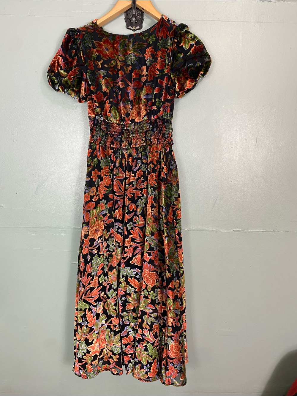 Anthropologie Katerina Velvet Floral Maxi Dress Size 00 Petite - Picture 6 of 7